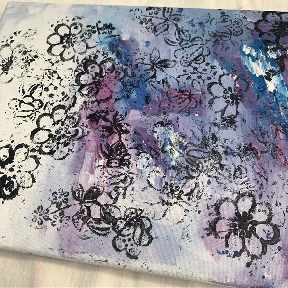 Abstract Floral Canvas Painting Original Acrylic - Picture 10 of 11